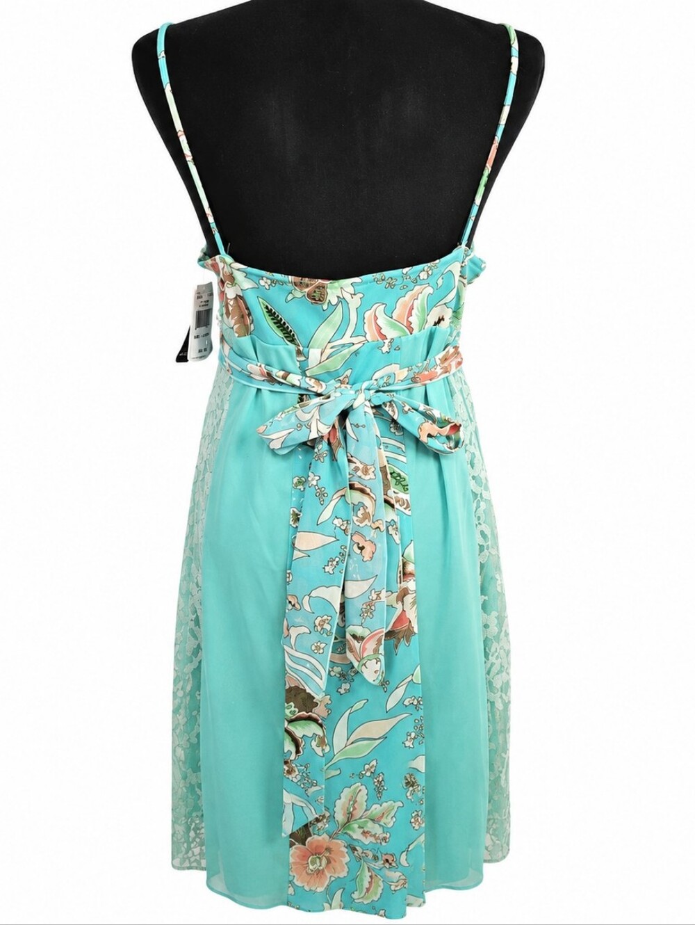 Vintage Y2K City Triangles Dress Women Floral/Embroidered Aqua Junior size Large - Picture 3 of 9